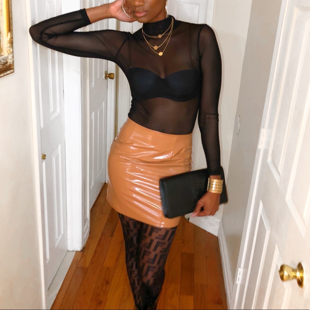 Vinyl tan skirt